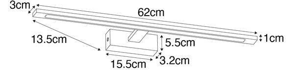 Lampa de perete albă 62 cm incl. LED IP44 - Jerre