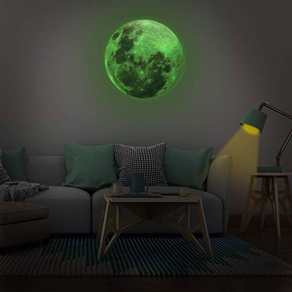 Sticker fosforescent model Luna, vinil, lumineaza intens, accesoriu decorativ
