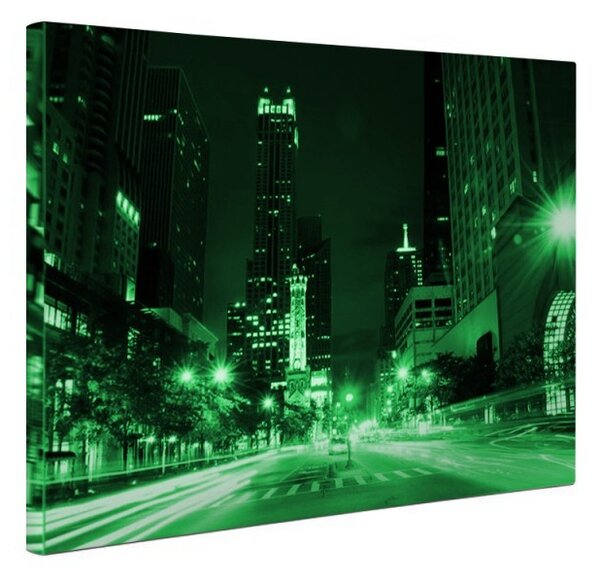 Tablou canvas fosforescent Night in Chicago, 60x40 cm