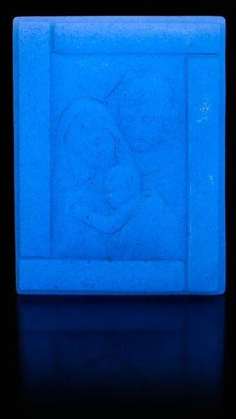 Mini tablou fosforescent, acril, 9x12cm, handmade, Familia