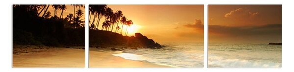 Set tablou fosforescent Tropical Sunset, 3 piese, canvas