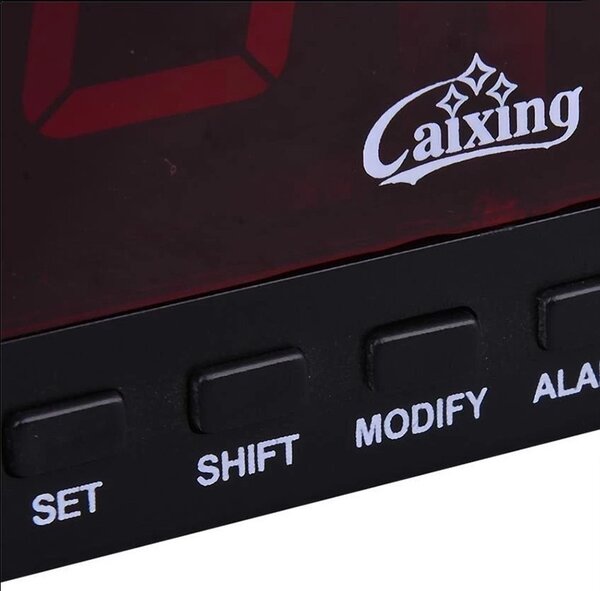 Ceas digital LED rosu, afisaj 12h, calendar si temperatura, Caixing