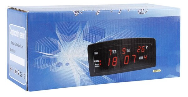 Ceas birou afisaj LED rosu, calendar, alarma, format AM/PM, Caixing