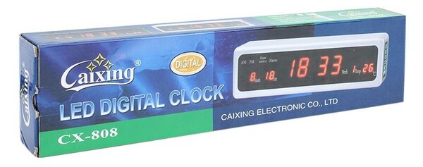 Ceas digital de perete, afisaj LED, AM/PM, data, termometru, Caixing