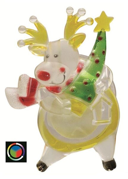 Ren LED multicolor, decor fereastra Craciun, fixare ventuza, 10 cm, Home