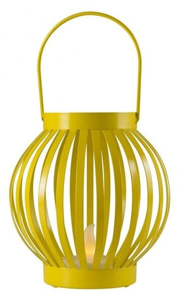 Felinar cu candela LED, efect flacara, 12x11 cm, metal, interior
