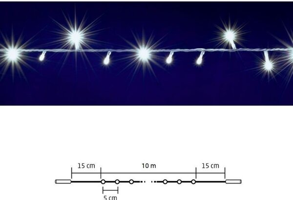 Ghirlanda luminoasa, 200 LED-uri, legare in serie, 10 metri, IP44