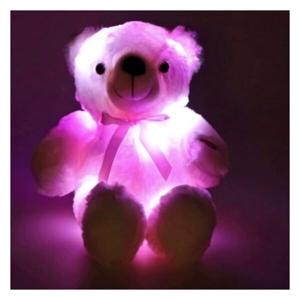 Lumina de veghe Ursulet din plus, LED-uri multicolore, alimentare baterii