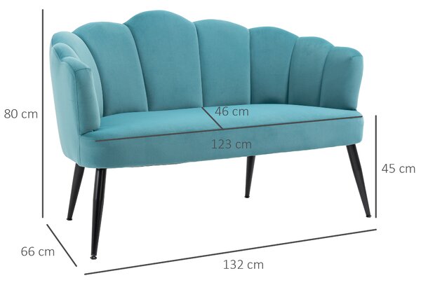 HOMCOM Canapea 132 cm pentru dormitor, mobilier modern din catifea, canapea mica tapitata pentru spatii mici | AOSOM RO