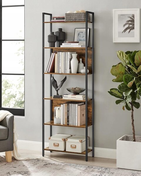 Biblioteca TAYLOR 6 rafturi 186x60cm, rustic maro