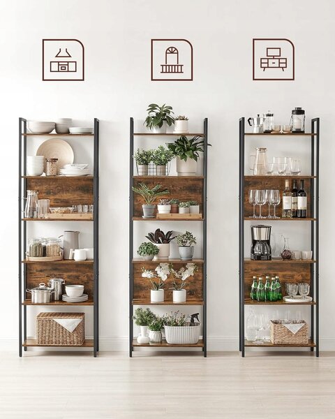 Biblioteca TAYLOR 6 rafturi 186x60cm, rustic maro