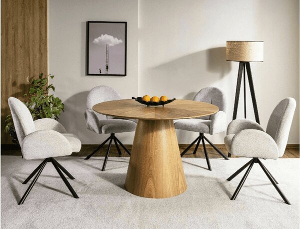 Masa rotunda de dining ANGEL 120x120 cm, decor stejar
