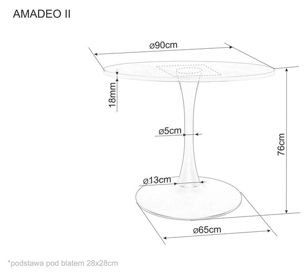 Masa rotunda de dining AMADEO II 90x90 cm, decor nuc