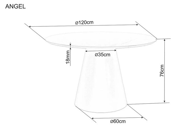Masa rotunda de dining ANGEL 120x120 cm, decor stejar