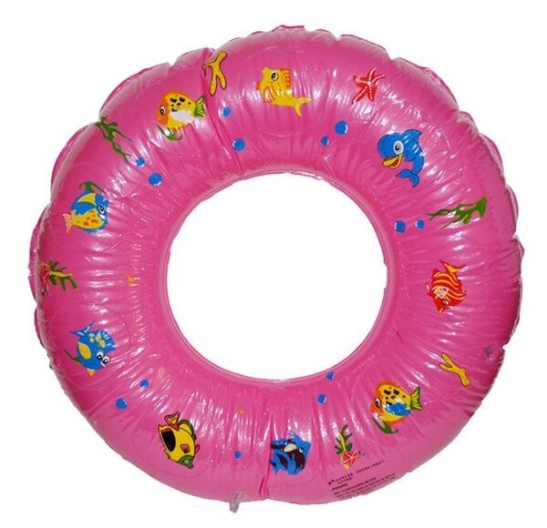 Colac gonflabil fetite pentru inot, cu alveole, imprimeu animalute, roz