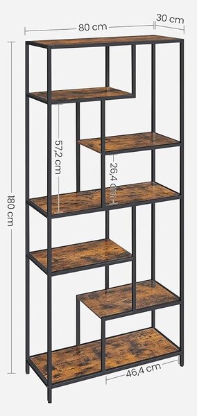 Biblioteca de design TAYLOR 180x80 cm, maro rustic