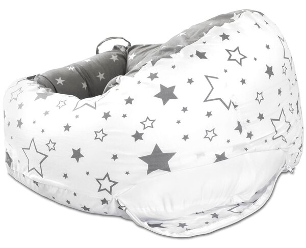 Fotoliu pentru bebe cu suport pentru picioare Kidizi Galaxy Grey, husa bumbac detasabila