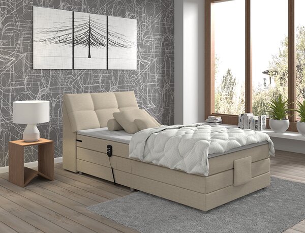 KONDELA Pat electric reglabil, cu arcuri, bej, 120x200, GERONA NEW