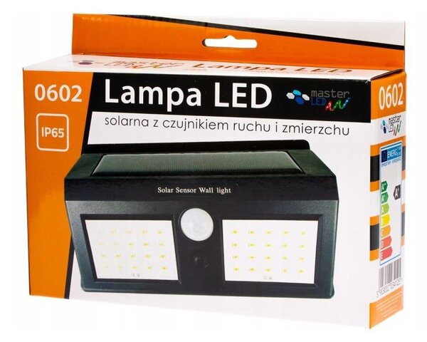 Aplica solara super luminoasa 40 LED-uri SMD 5W, senzor miscare 120 grade, 2400mAh, alb rece, IP65
