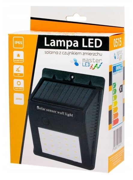 Aplica 20 LED-uri SMD 3W, incarcare solara, flux luminos 200lm, 1200mAh, alb rece
