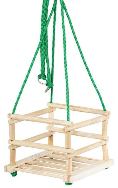Leagan pentru copii, cadru lemn cu 4 laturi, corzi suspendare solide, 34x34 cm