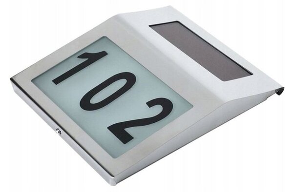 Numar casa incarcare solara, LED-uri SMD, 600mAh, IP65, carcasa otel, cifre, litere
