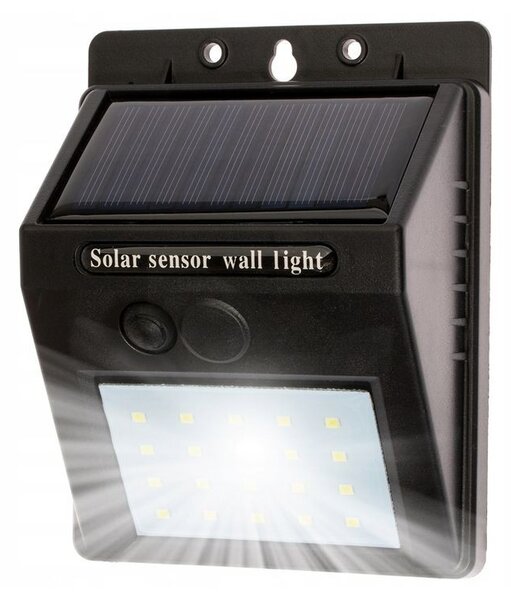 Aplica 20 LED-uri SMD 3W, incarcare solara, flux luminos 200lm, 1200mAh, alb rece