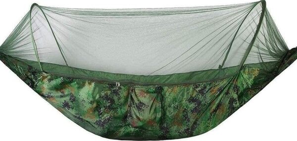 Hamac Army 260x140 cm, plasa anti-tantari, sarcina maxima 150 kg, inchidere fermoar, husa depozitare