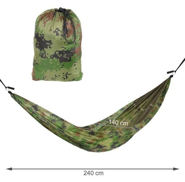 Hamac Army 260x140 cm, plasa anti-tantari, sarcina maxima 150 kg, inchidere fermoar, husa depozitare