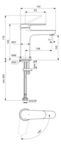 Ideal Standard Cerafine baterie lavoar stativ crom BD768AA