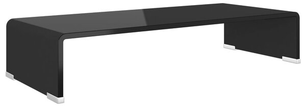 Stand TV/suport monitor din sticlă, negru, 60x25x11 cm