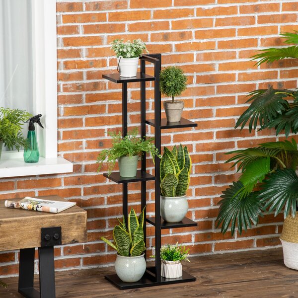 Outsunny Suport pentru Plante cu 5 Niveluri Raft de Colț din Lemn pentru Grădină și Balcon | Aosom Romania