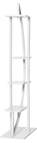 Outsunny Suport pentru Plante cu 5 Niveluri în Formă de Jumătate de Lună pentru Ghivece Decor Interior și Exterior 50x30x160 cm Alb | Aosom Romania