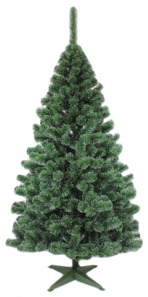 Brad artificial, Pin Cashmere 220 cm, varfuri albe, ace subtiri, verde natural