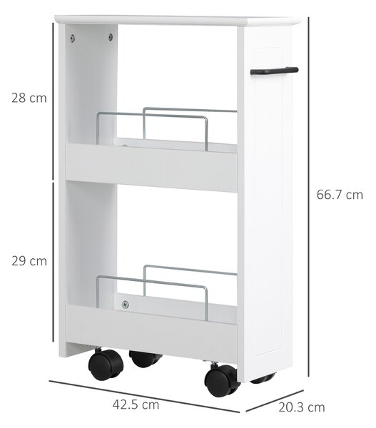 Kleankin Cărucior Multifuncțional pentru Baie și Bucătărie, Spațiu-Eficient, din MDF, 42.5x20.3x66.7 cm, Design Compact | Aosom Romania