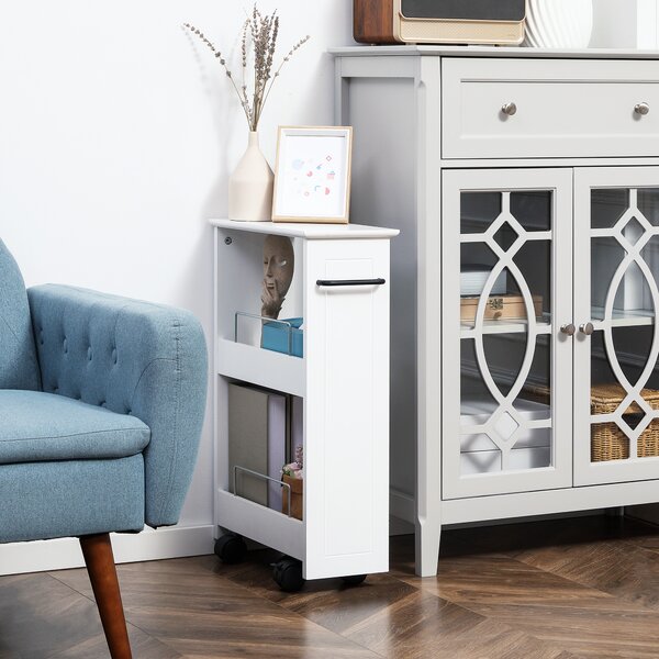Kleankin Cărucior Multifuncțional pentru Baie și Bucătărie, Spațiu-Eficient, din MDF, 42.5x20.3x66.7 cm, Design Compact | Aosom Romania