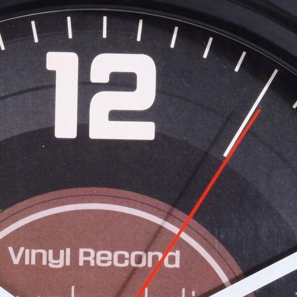 Ceas de perete Gramofon, analog, cifre si liniute, design retro, 35 cm