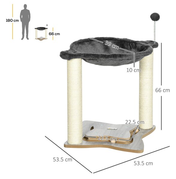 PawHut Turn de Zgâriat pentru Pisici cu Stâlp din Sisal, Design Compact, Ideal pentru Spații Mici | Aosom Romania