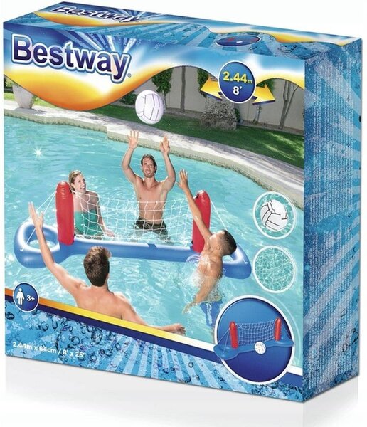 Set volei pentru piscina, fileu si minge gonflabile, 244x64 cm, material vinil