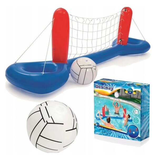 Set volei pentru piscina, fileu si minge gonflabile, 244x64 cm, material vinil