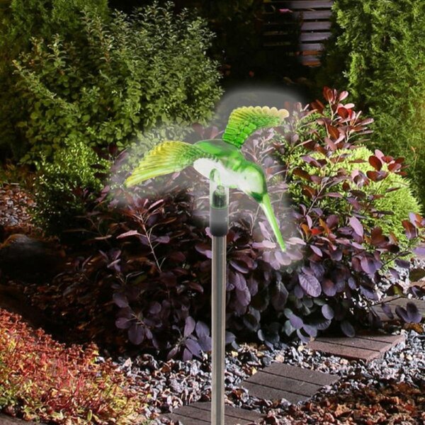 Decoratiune solara Pasare Colibri, LED, suport fixare pamant, inaltime 50 cm