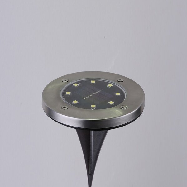 Spot solar incastrabil, LED alb rece, 13 cm, IP44, suport fix, 2 bucati