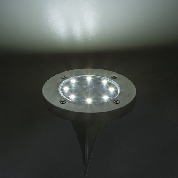 Spot solar incastrabil, LED alb rece, 13 cm, IP44, suport fix, 2 bucati