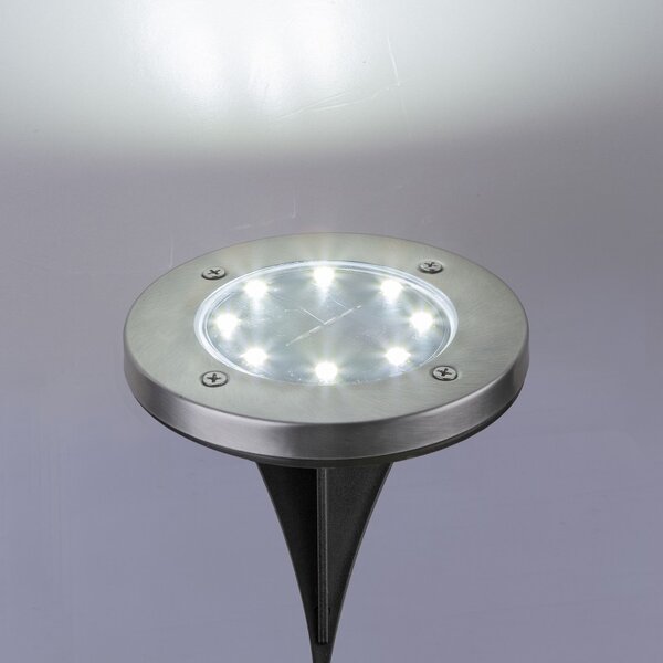 Spot solar incastrabil, LED alb rece, 13 cm, IP44, suport fix, 2 bucati