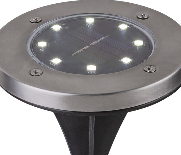Spot solar incastrabil, LED alb rece, 13 cm, IP44, suport fix, 2 bucati