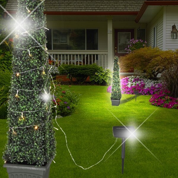 Instalatie decor 120 LED-uri, incarcare solara, lumina alb cald, 20 m