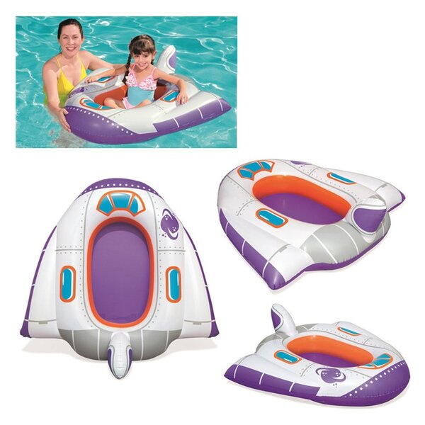 Saltea gonflabila pentru copii, forma nava spatiala, 104x99 cm, multicolor
