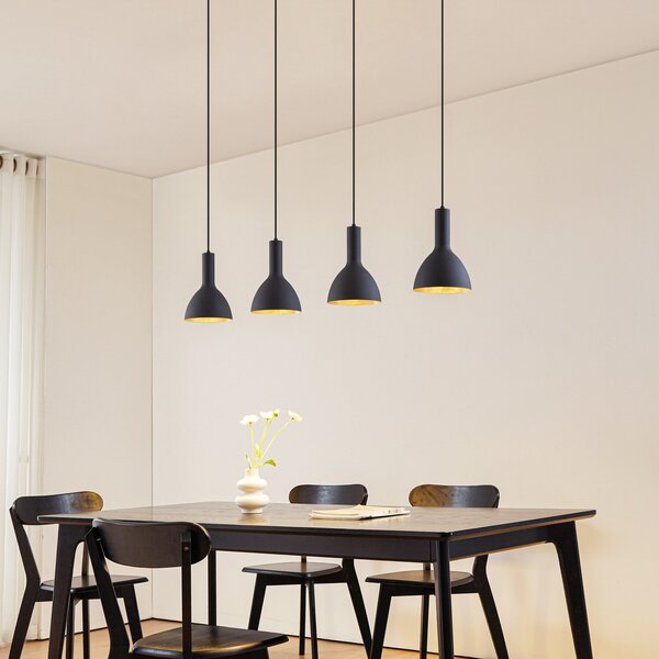 Arcchio lampă suspendată Cosmina, 4 becuri, lungime 120 cm, negru, reglabil, Negru, Bucătărie, Metal, Modern