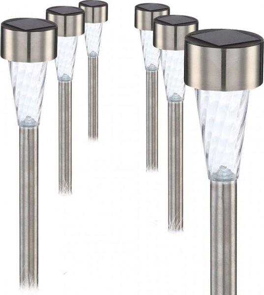 Felinar solar LED pentru gradina, stalpisor inox, IP44, set 6 bucati