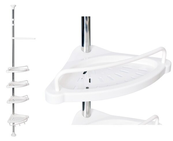 Raft pentru baie ajustabil 100-320 cm, 4 nivele, suport prosop, carlige